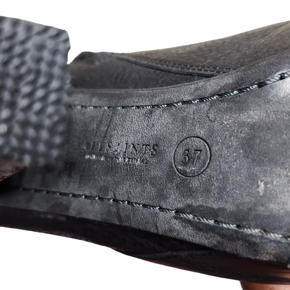 Allsaints women's black leather peep toe platform ankle booties 6.5M - Picture 8 of 10